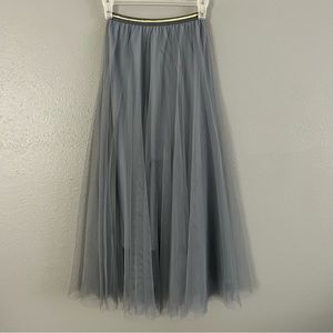 Chic Wish Grey Layered Tulle Maxi Skirt Size XS Elastic Waist My Secret Garden